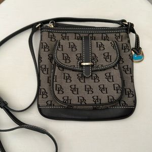 Dooney & Bourke Letter Carrier Vintage Small Canvas Monogram Crossbody Bag Flaw